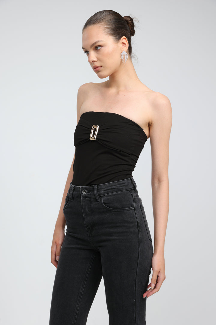 Icon Black Square Strapless Top