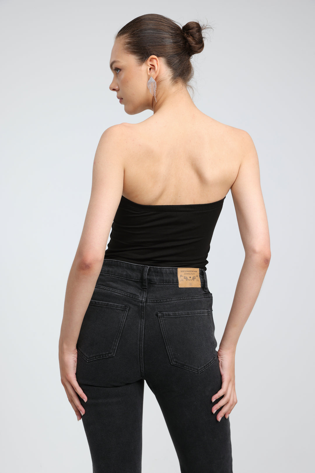 Icon Black Square Strapless Top