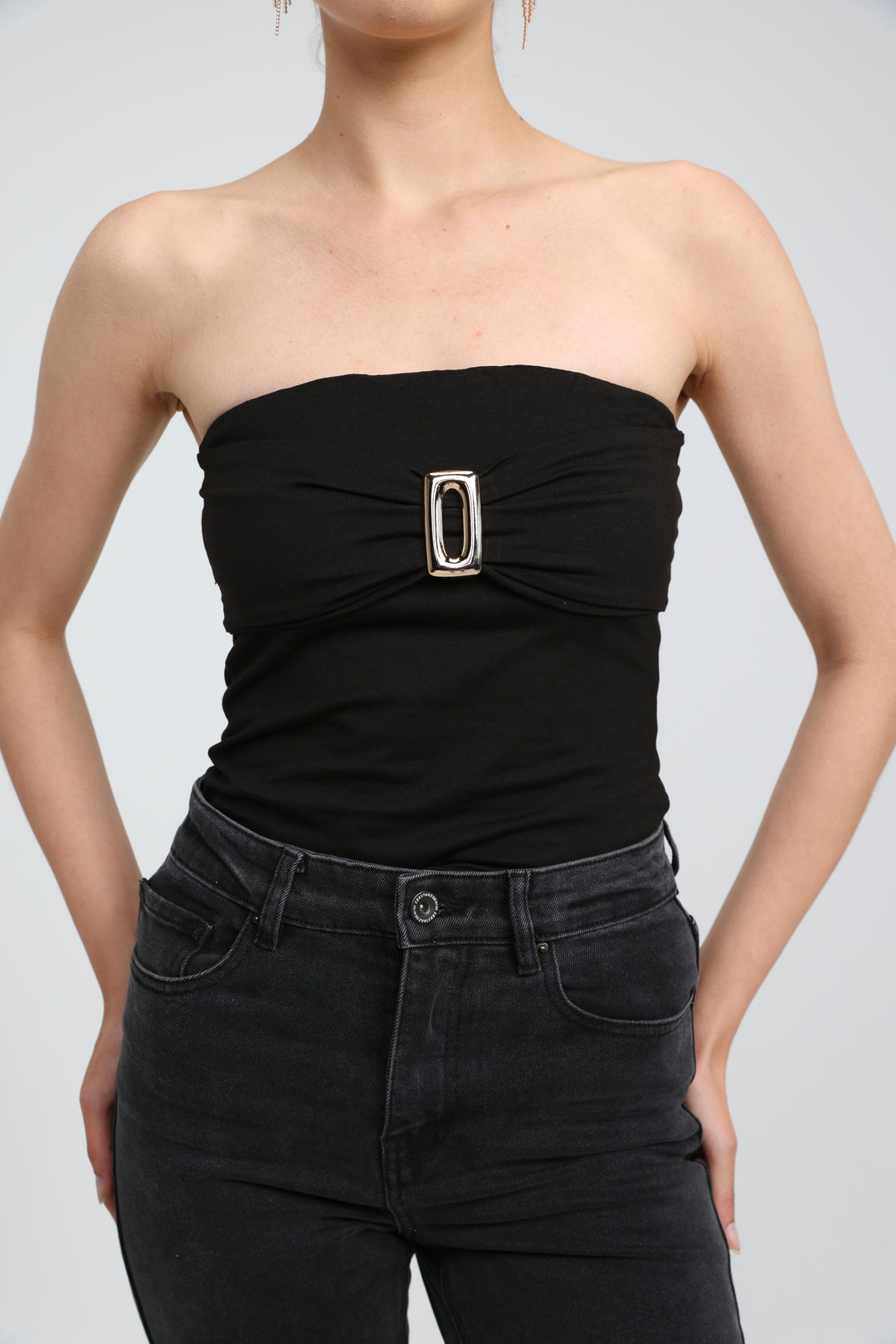 Icon Black Square Strapless Top