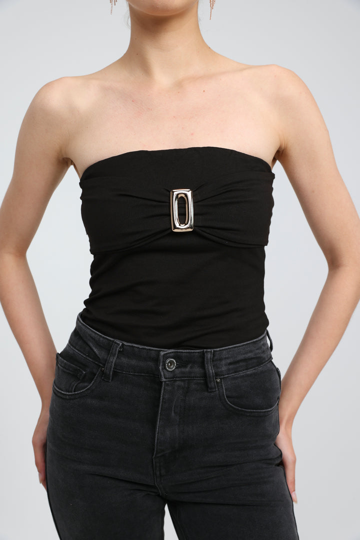 Icon Black Square Strapless Top