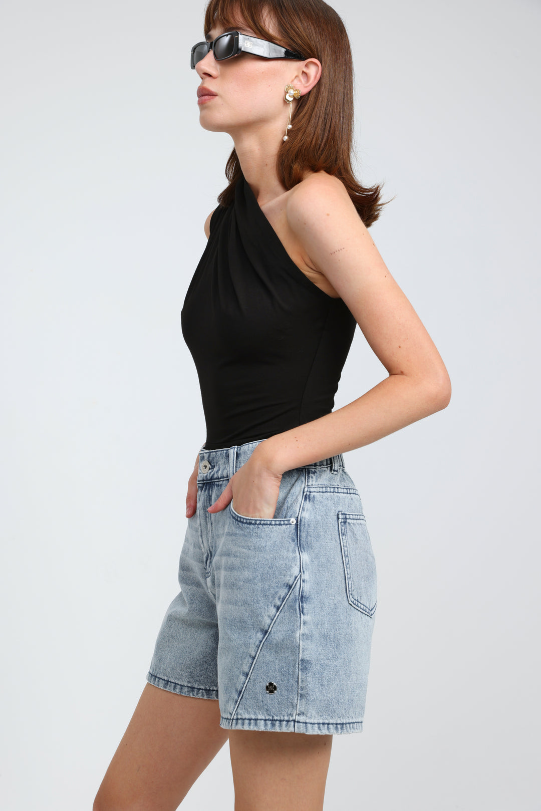 Romance Black One Shoulder Top