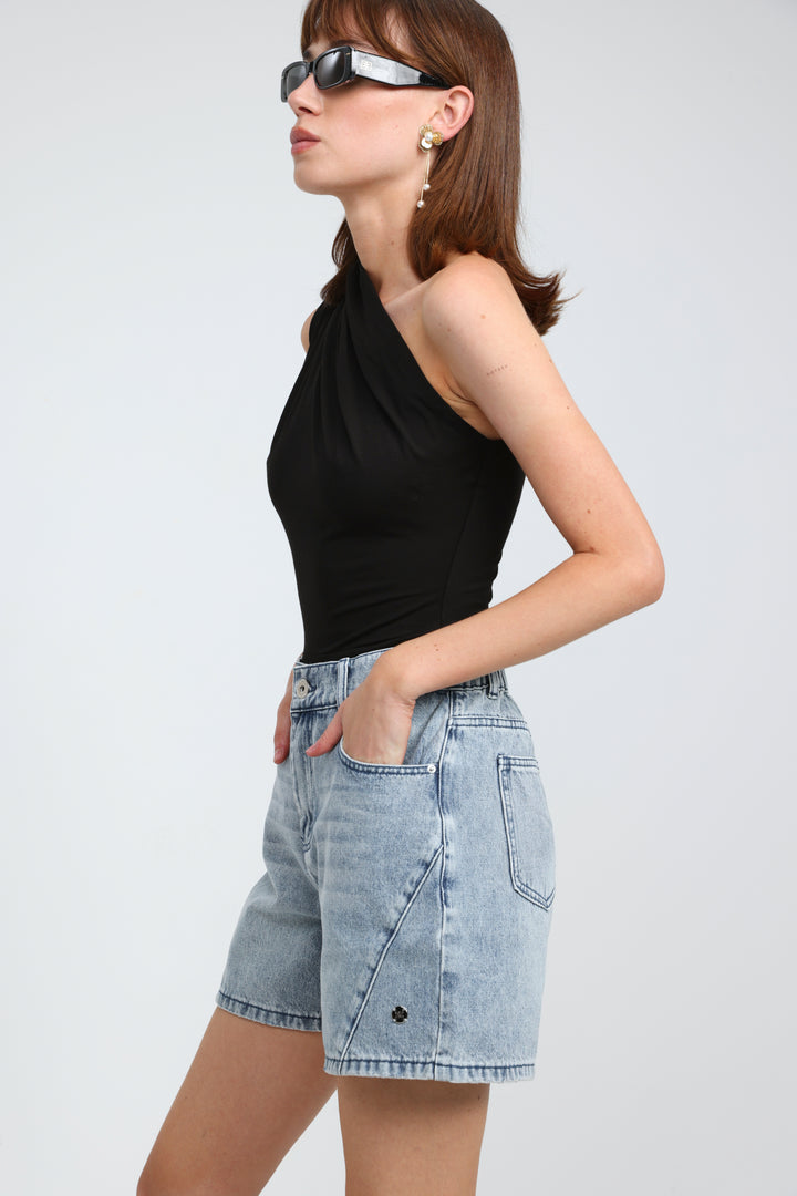 Romance Black One Shoulder Top
