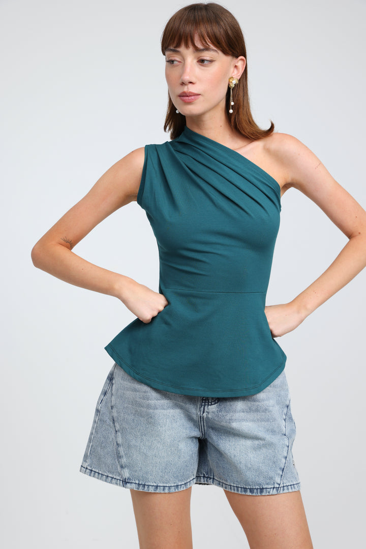 Romance Green One Shoulder Top