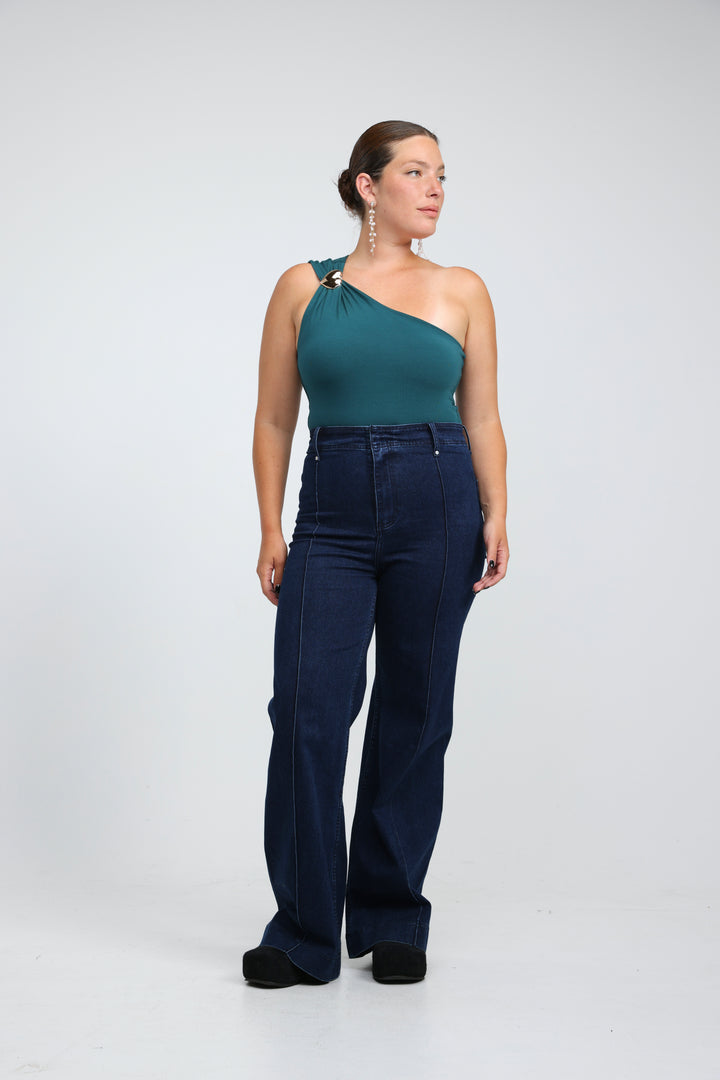 Spotlight Green One Shoulder Bodysuit