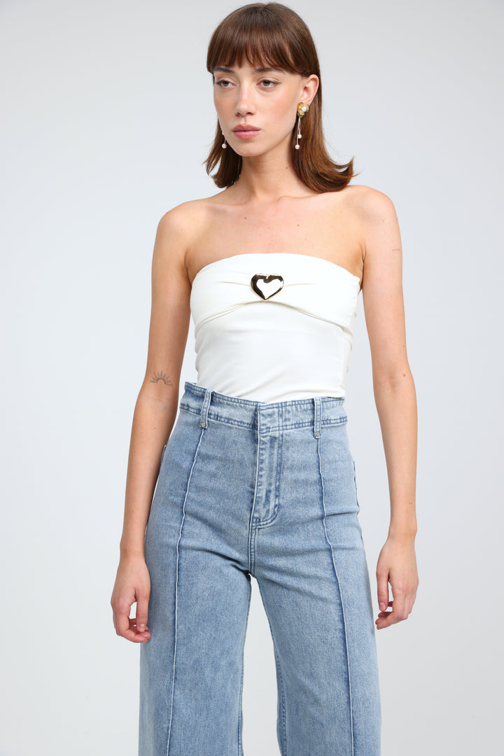 Icon Cream Strapless Top