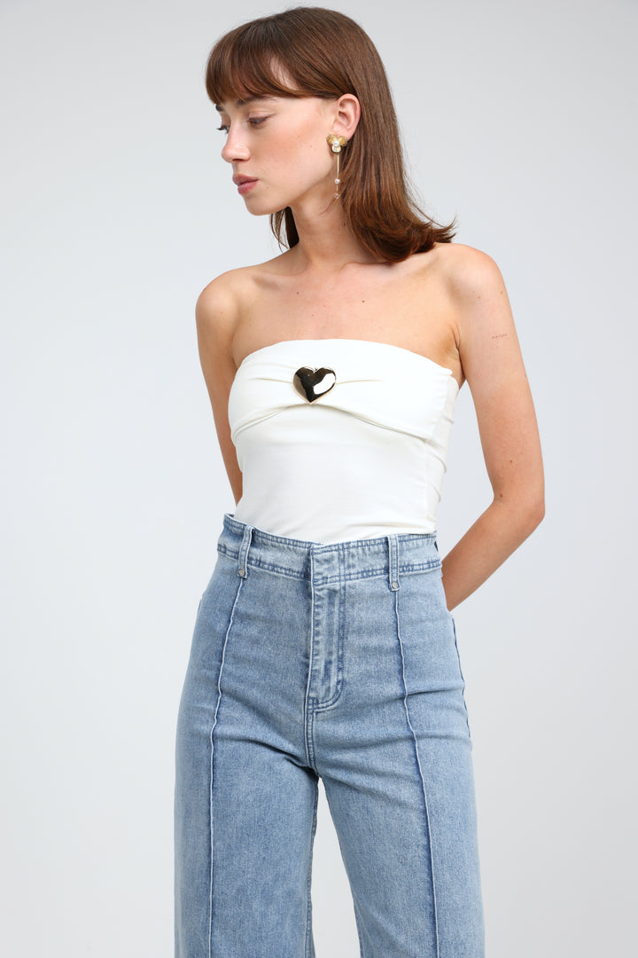 Icon Cream Strapless Top