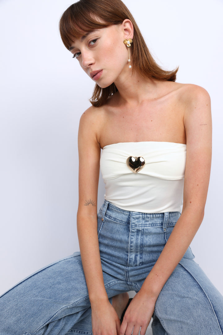 Icon Cream Strapless Top