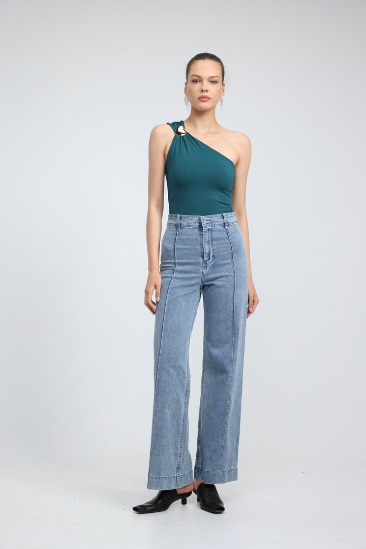 Spotlight Green One Shoulder Bodysuit