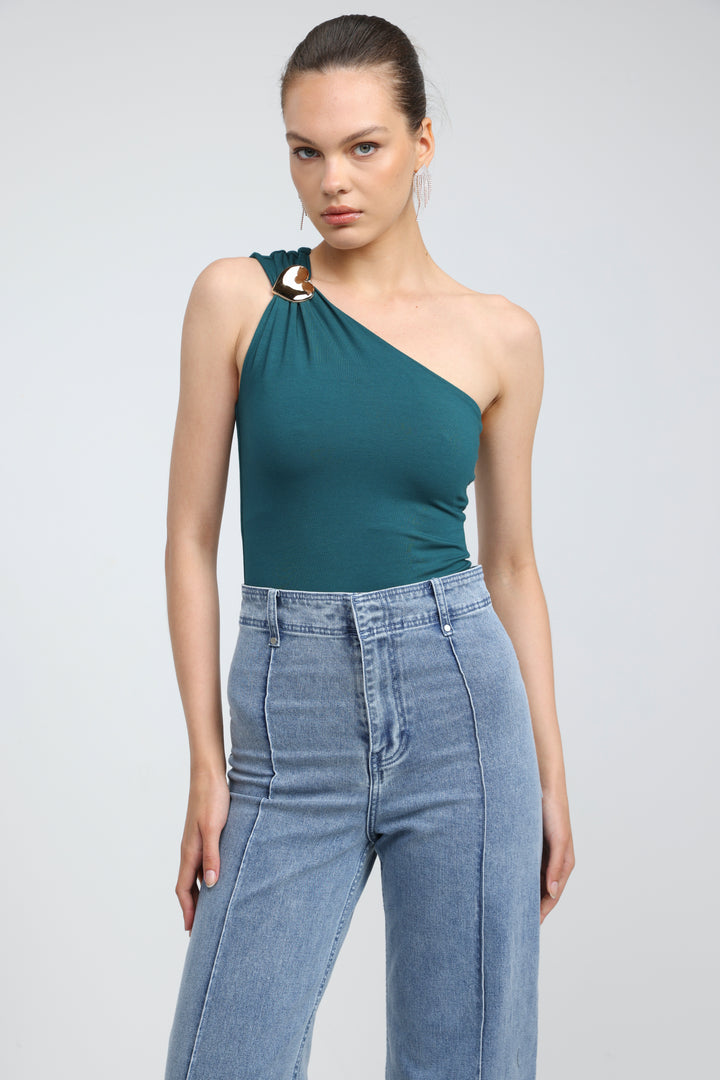 Spotlight Green One Shoulder Bodysuit