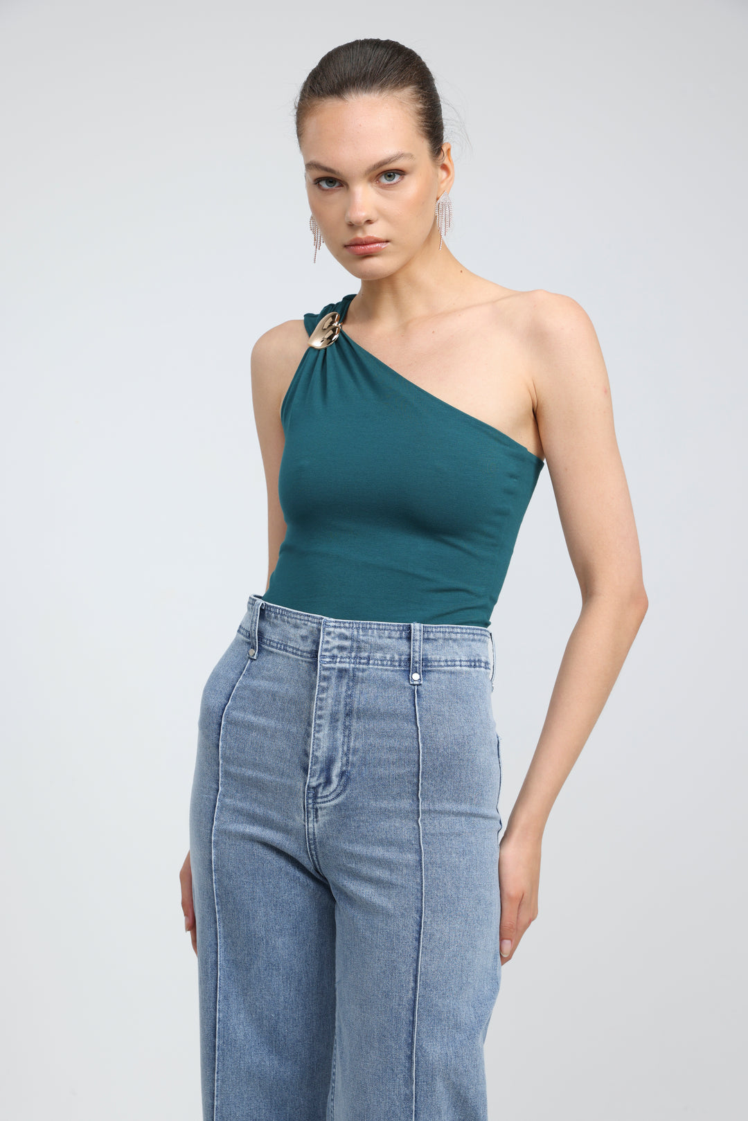 Spotlight Green One Shoulder Bodysuit