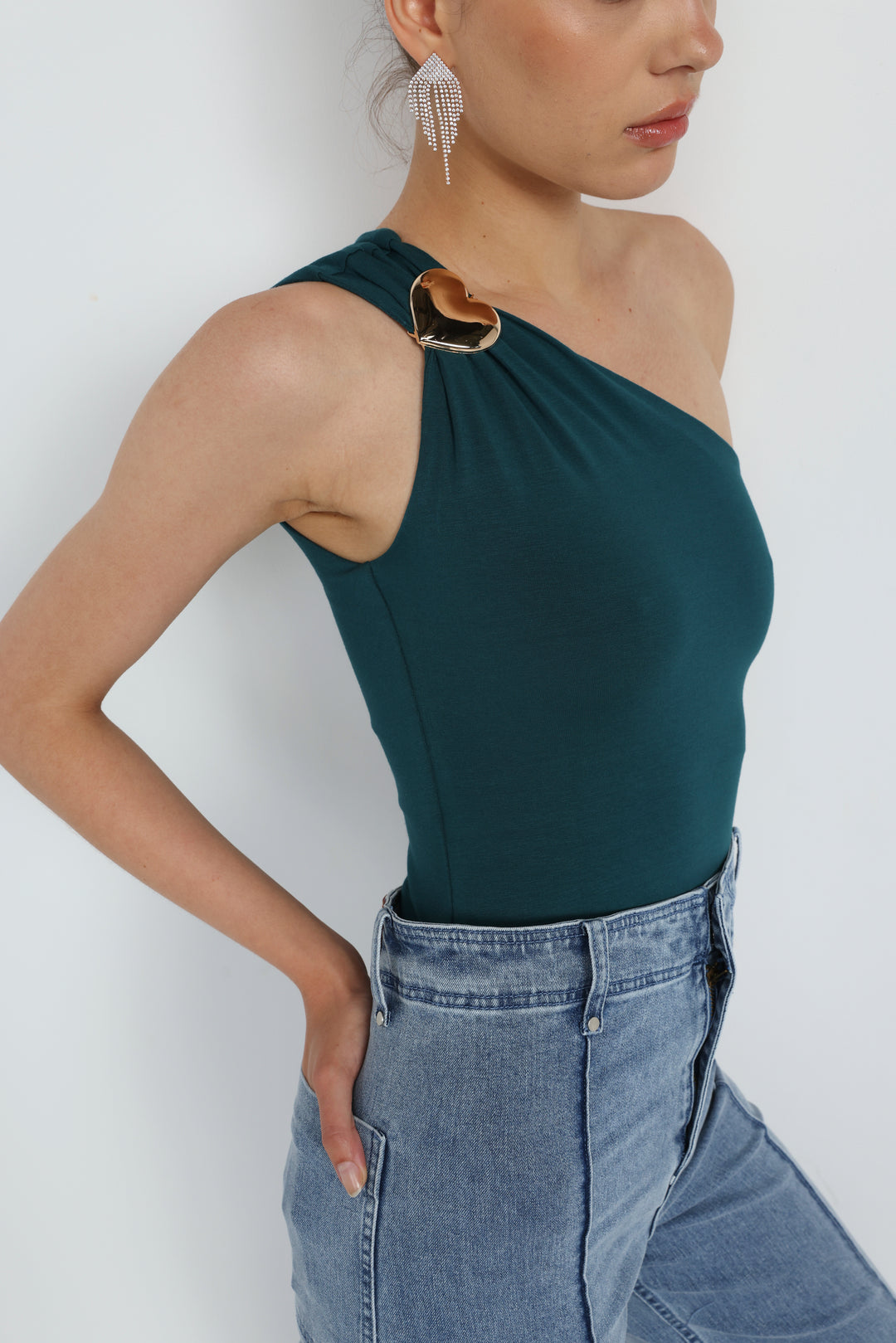 Spotlight Green One Shoulder Bodysuit
