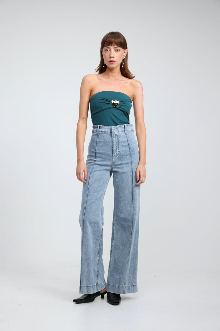 Icon Green Strapless Top