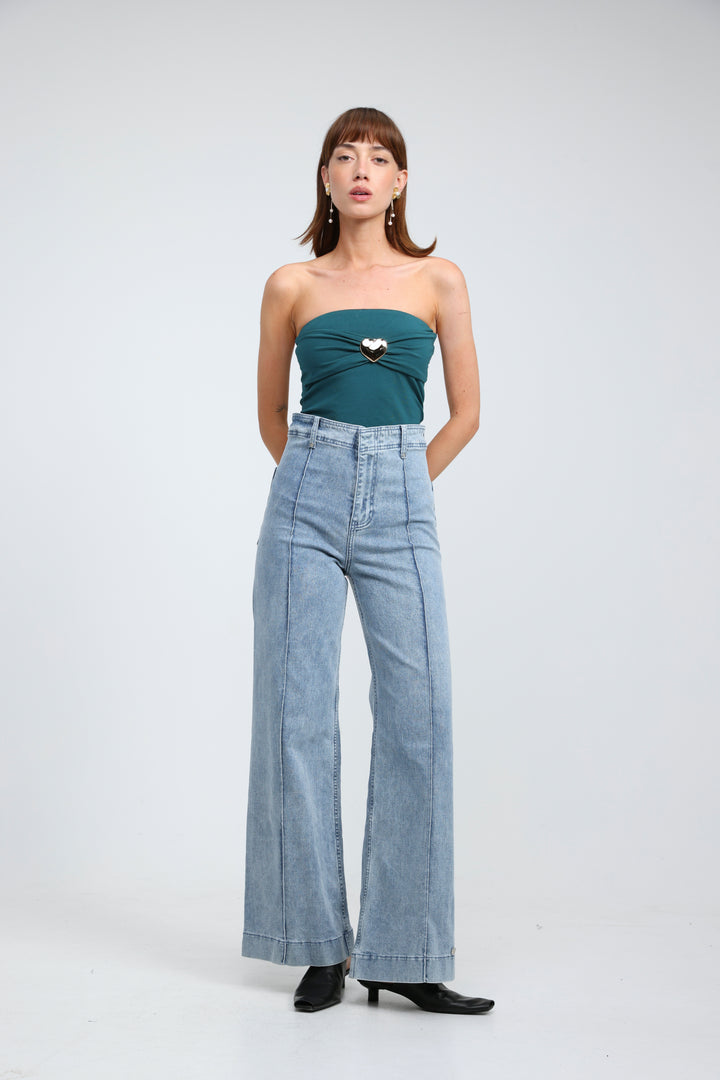 Icon Green Strapless Top