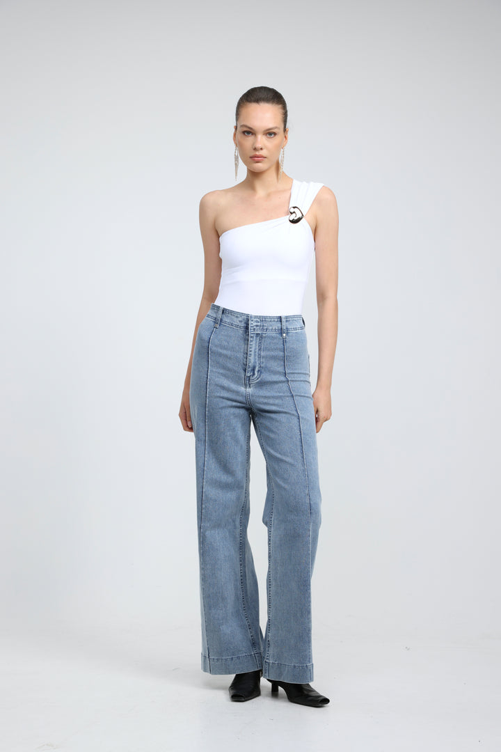 Spotlight White One Shoulder Bodysuit