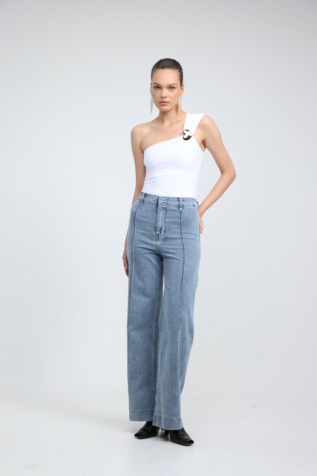 Spotlight White One Shoulder Bodysuit