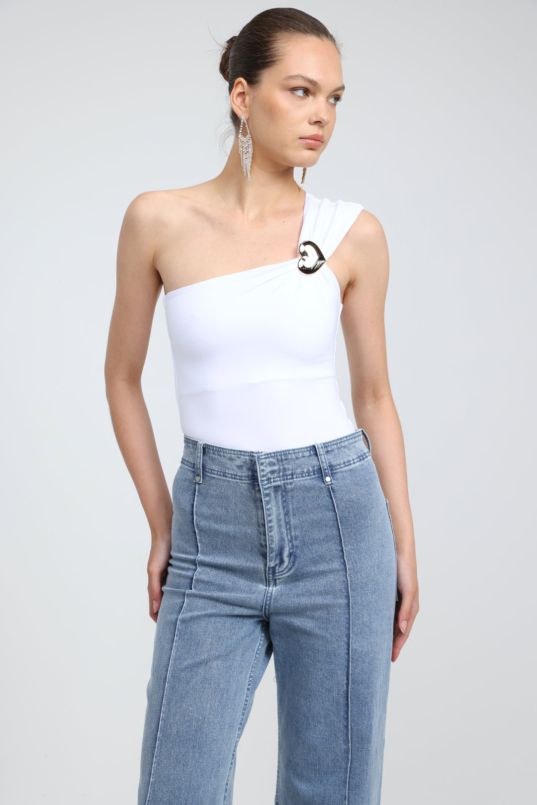 Spotlight White One Shoulder Bodysuit