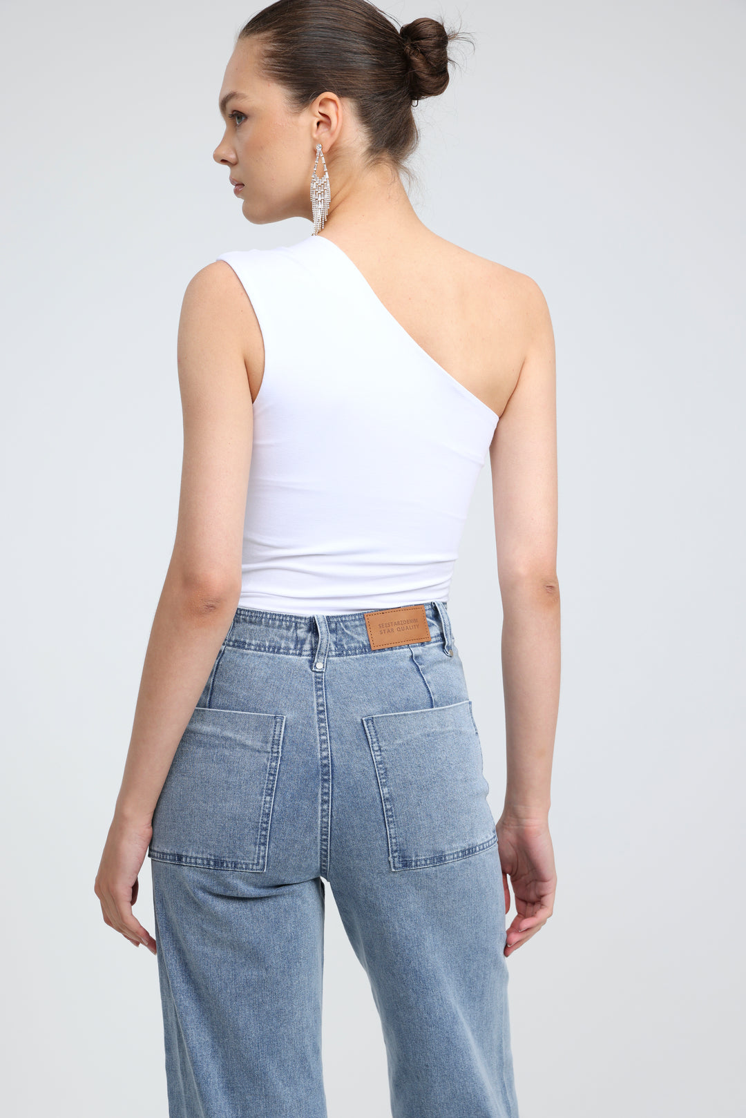Spotlight White One Shoulder Bodysuit