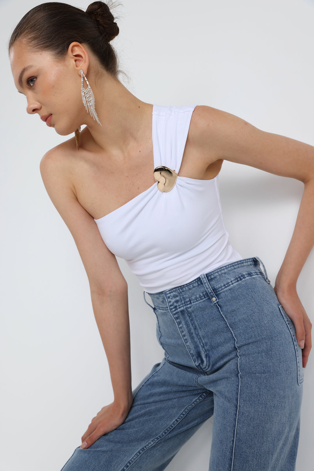 Spotlight White One Shoulder Bodysuit