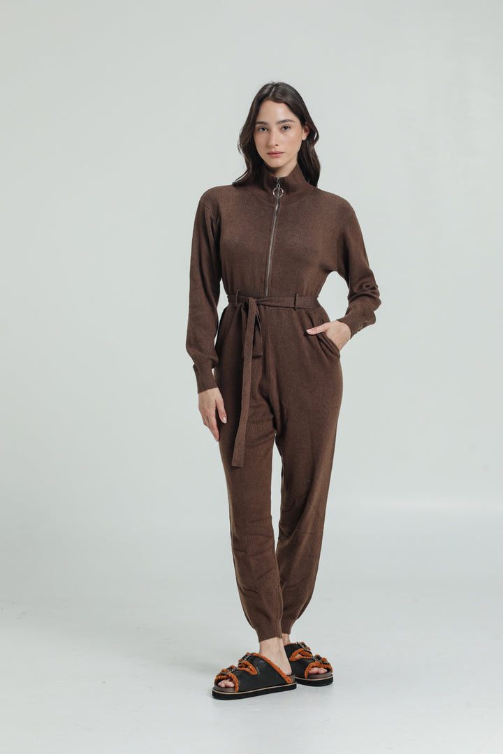 Knitted Brown Jumpsuit