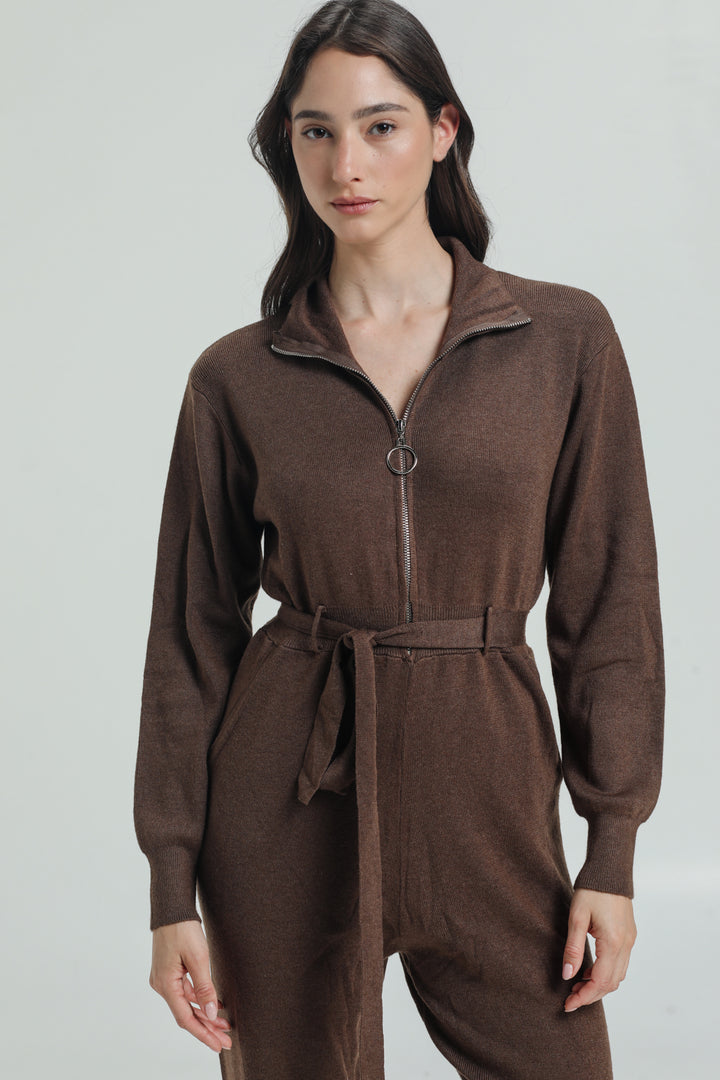 Knitted Brown Jumpsuit