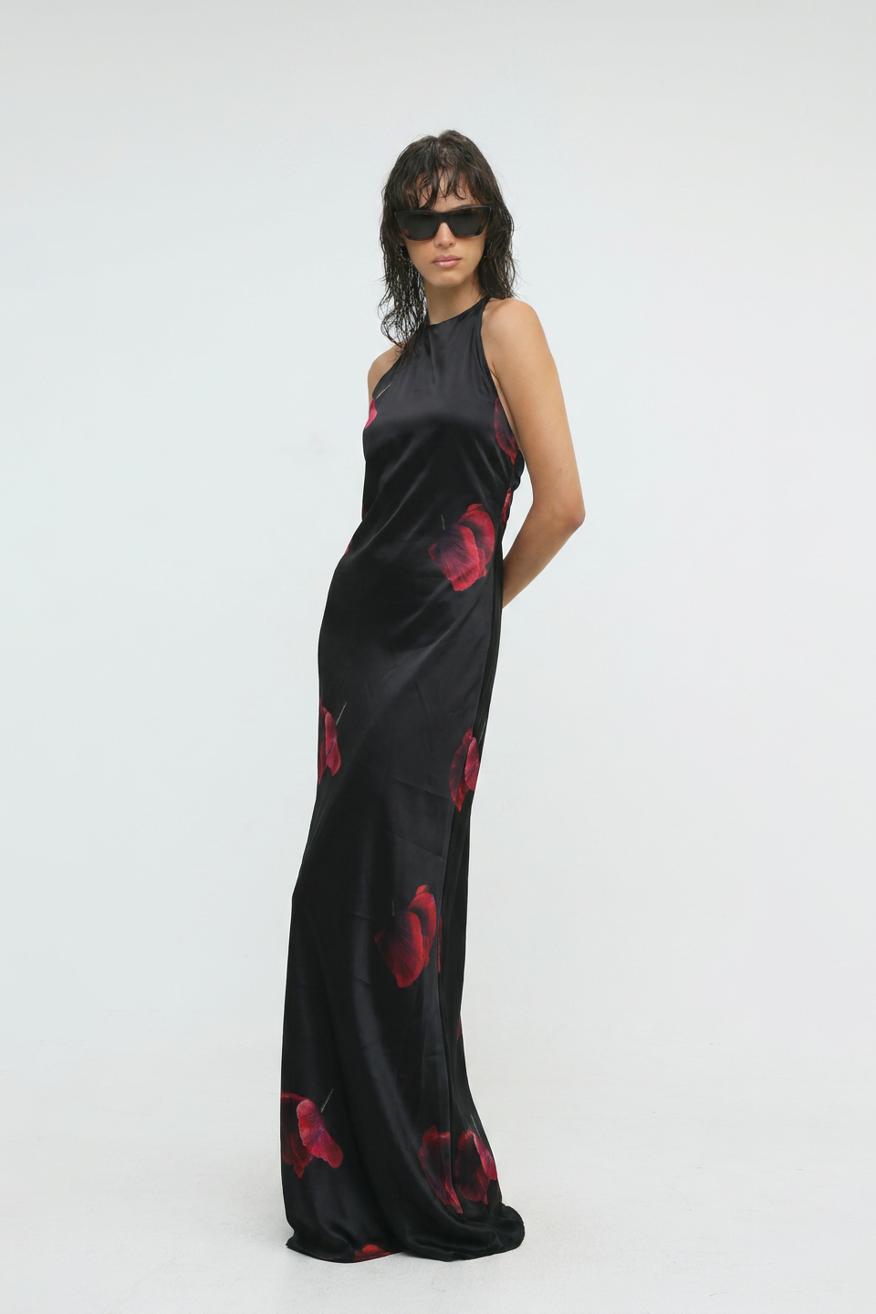 Folie Black Floral Maxi Dress