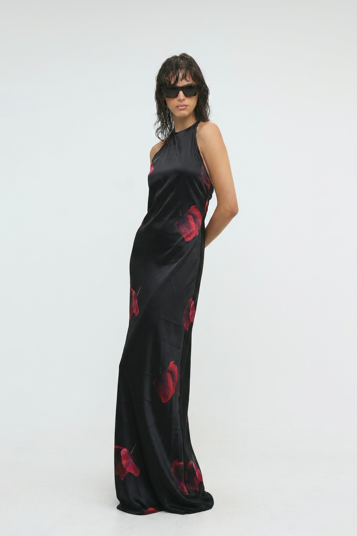Folie Black Floral Maxi Dress
