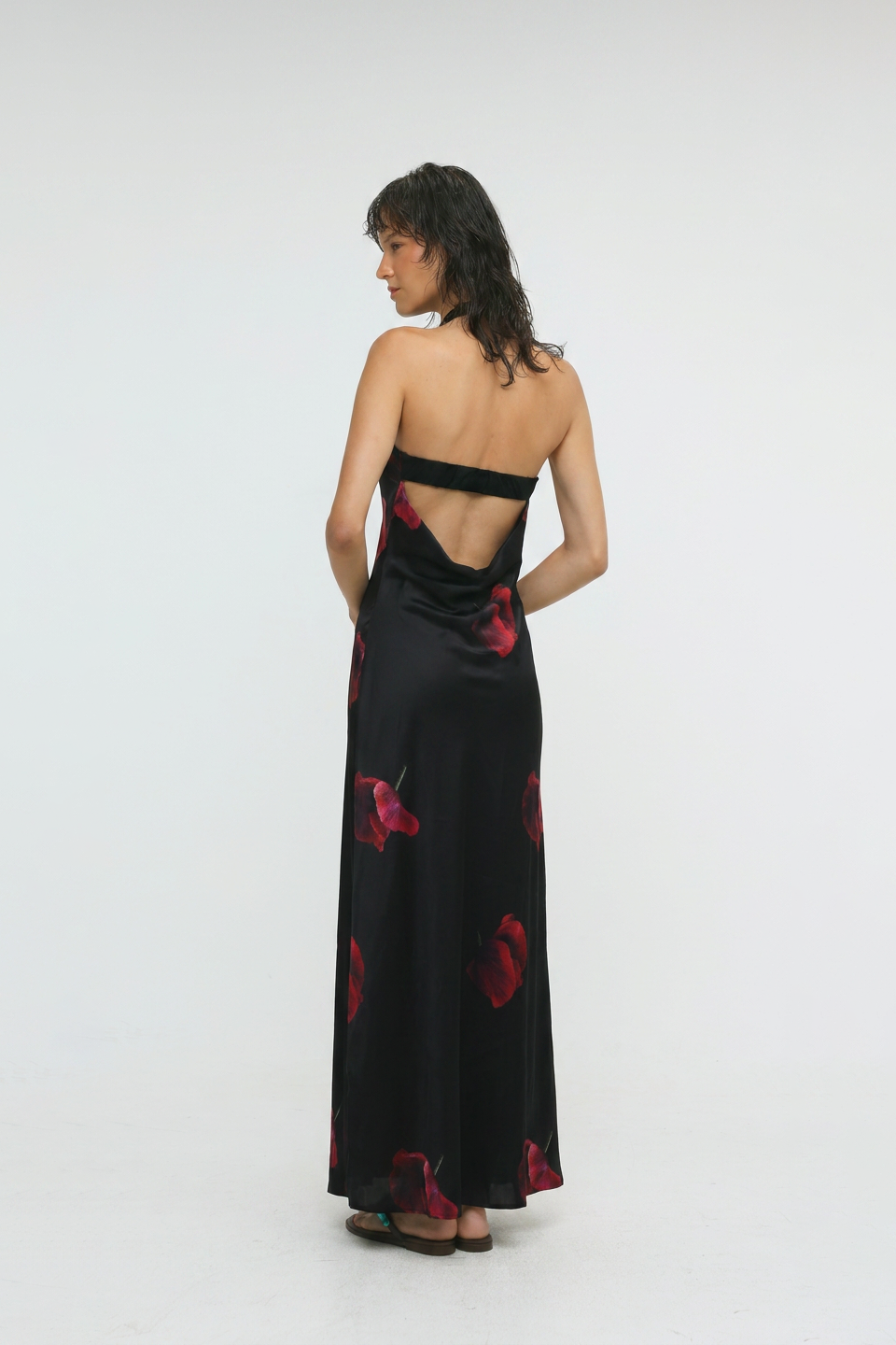Folie Black Floral Maxi Dress