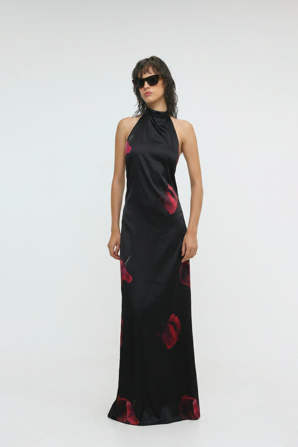 Folie Black Floral Maxi Dress