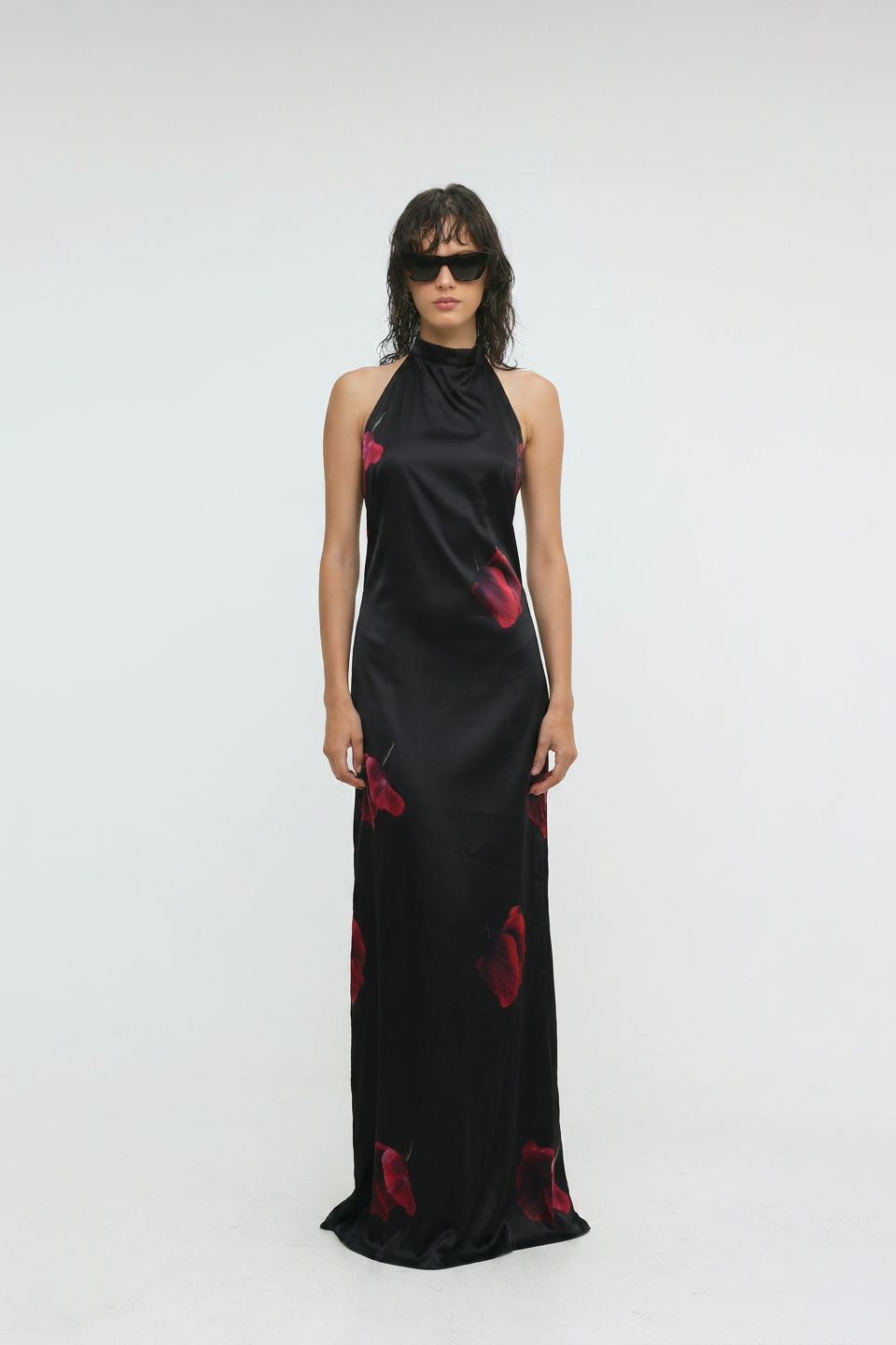 Folie Black Floral Maxi Dress