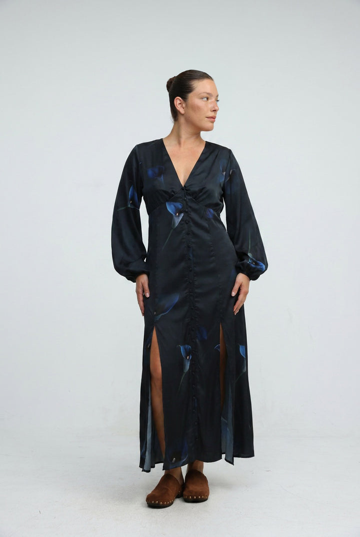 Le Soir Black Floral Dress