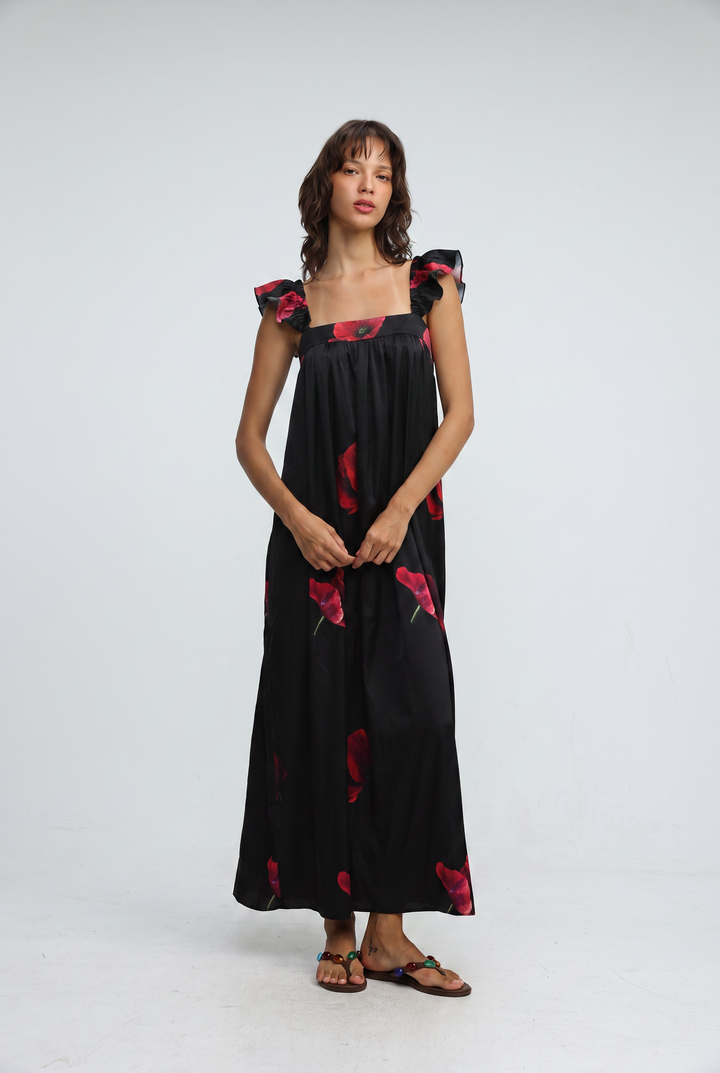 Rêverie Black Floral Dress
