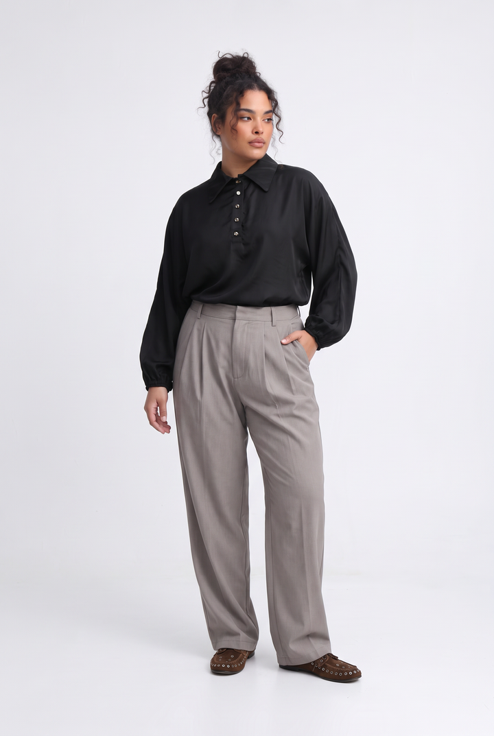 Draped Satin Black Polo