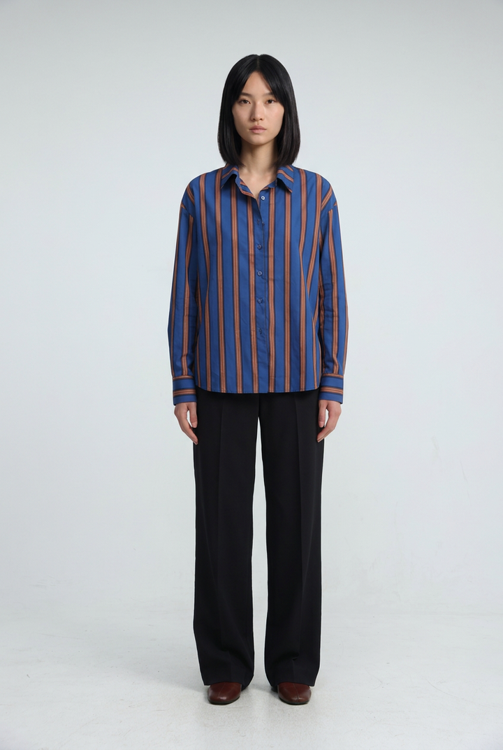Checklist Navy Striped Buttoned Shirt