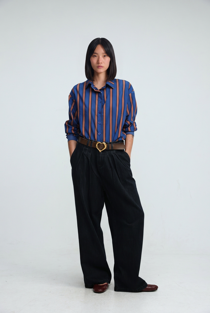 Checklist Navy Striped Buttoned Shirt