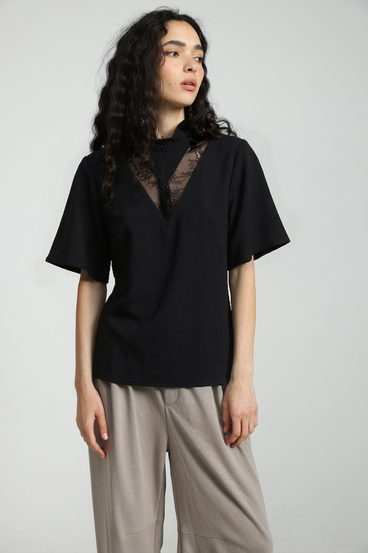 Adamon Black Lace Polo