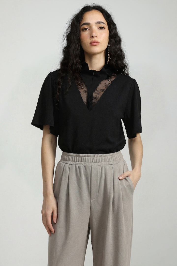 Adamon Black Lace Polo