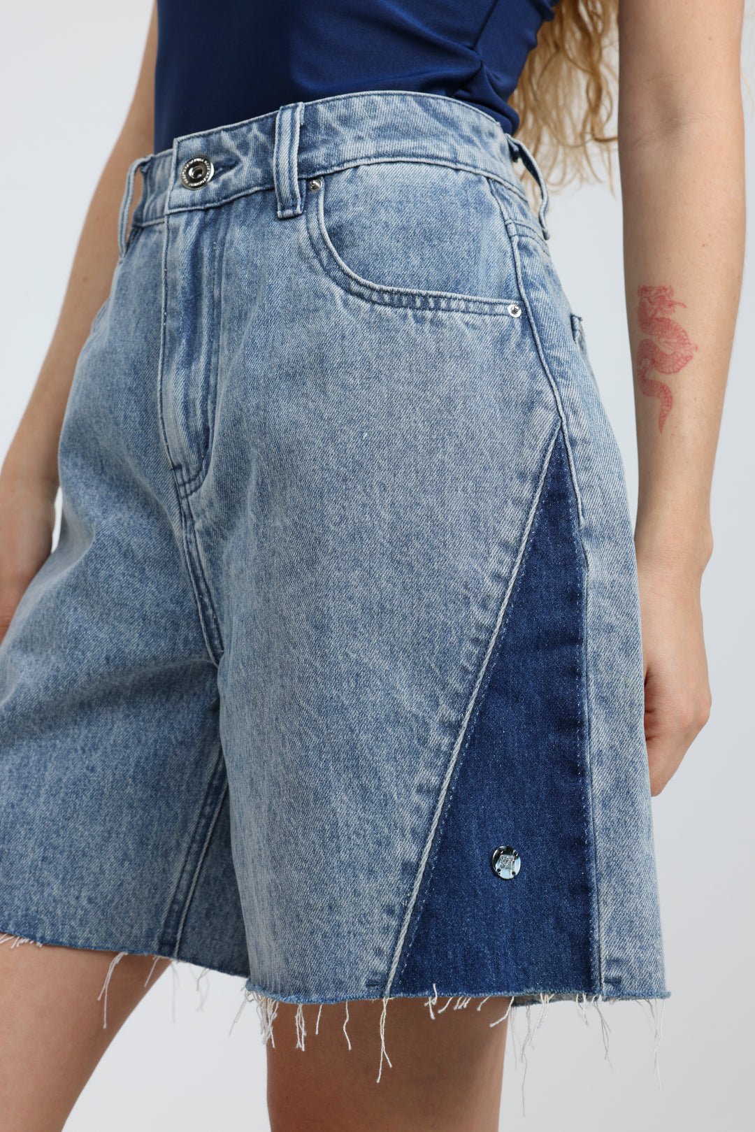 Star 501 Light Blue Mix Denim Shorts
