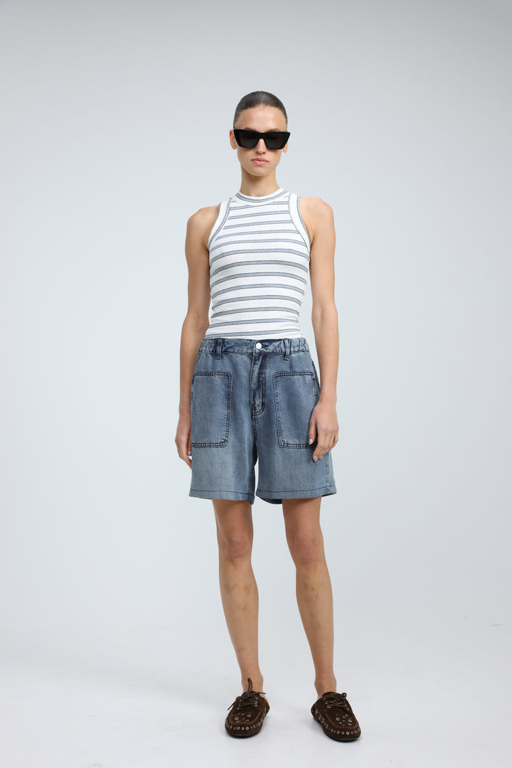 Reorganized Blue Soft Denim Shorts