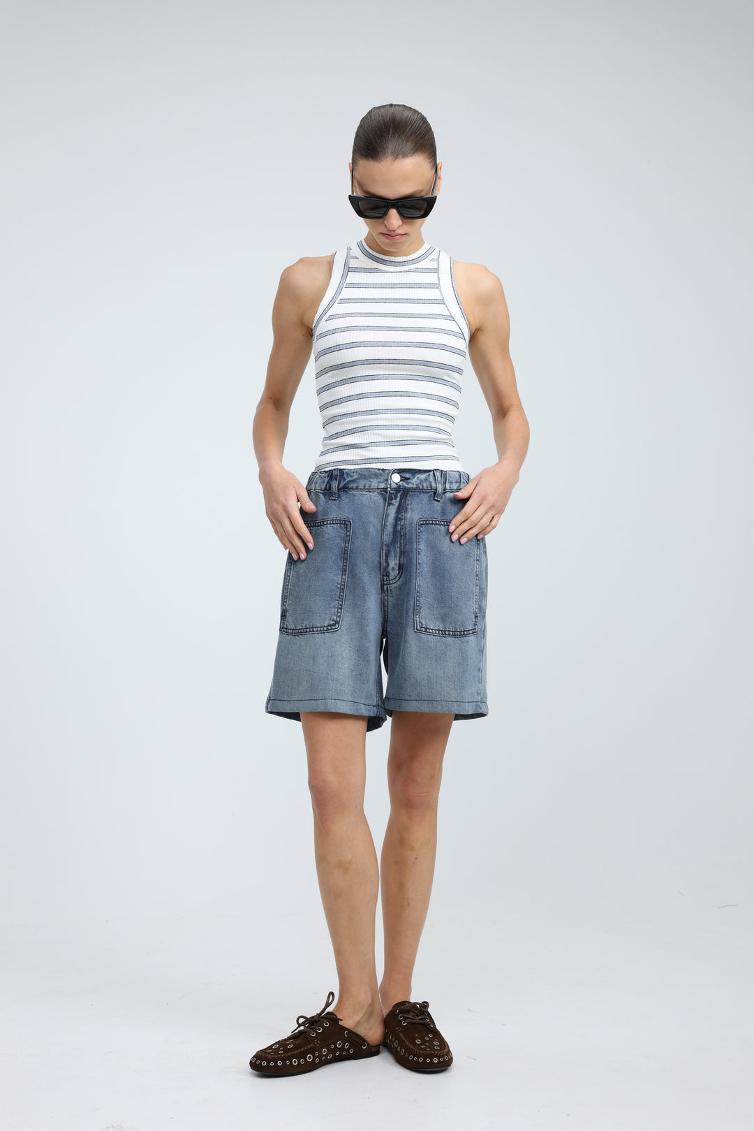Reorganized Blue Soft Denim Shorts