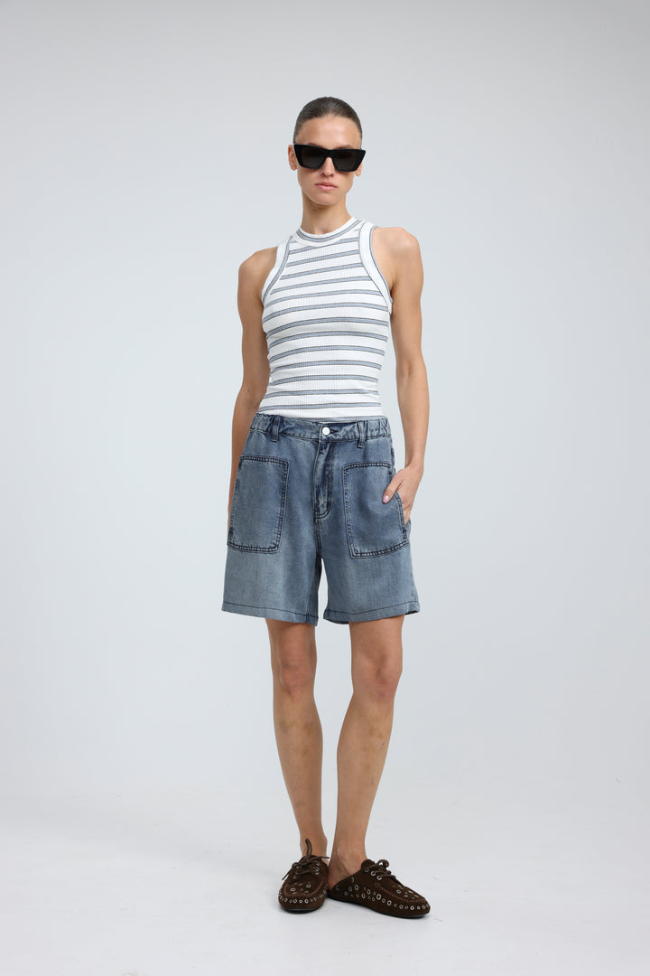 Reorganized Blue Soft Denim Shorts