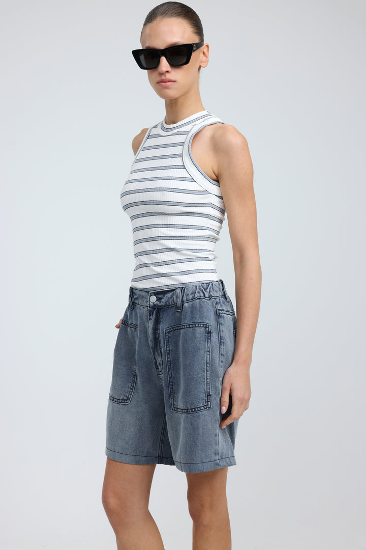 Reorganized Blue Soft Denim Shorts