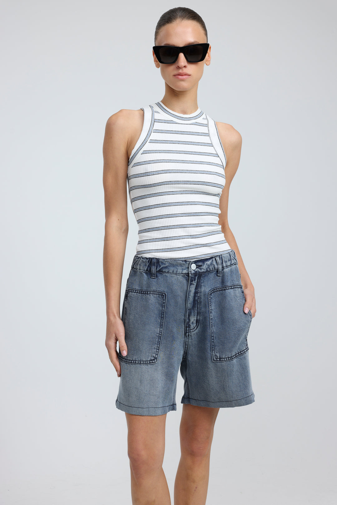 Reorganized Blue Soft Denim Shorts