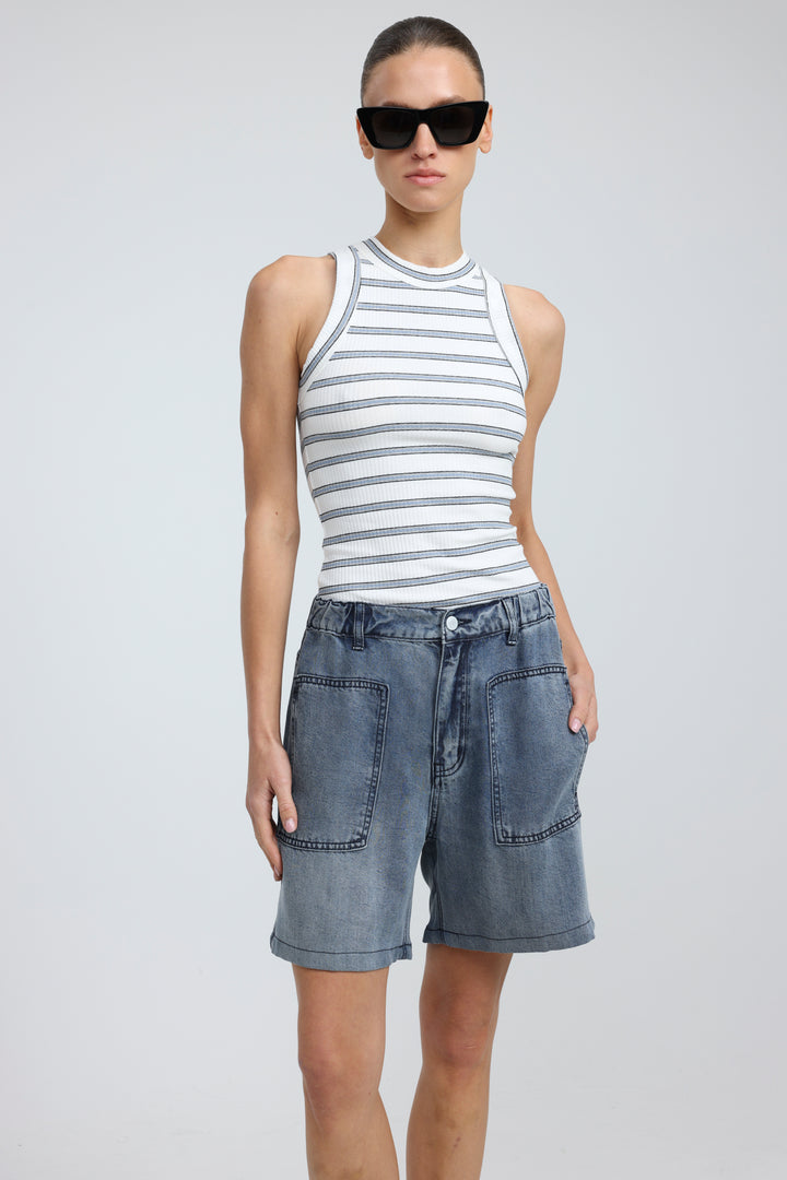 Reorganized Blue Soft Denim Shorts