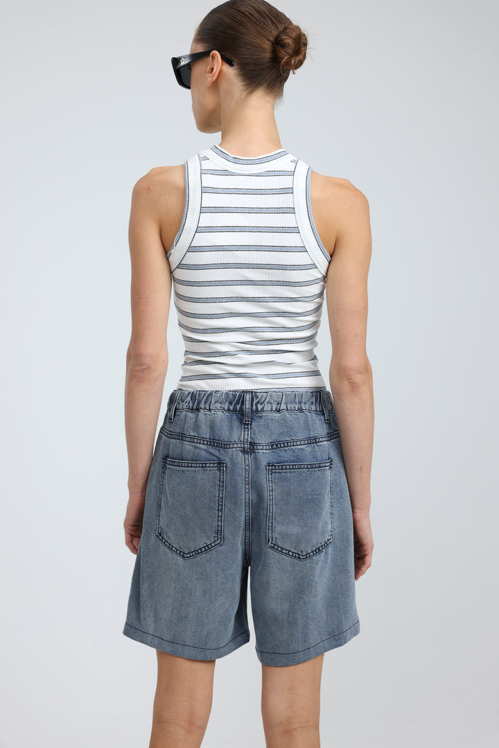 Reorganized Blue Soft Denim Shorts
