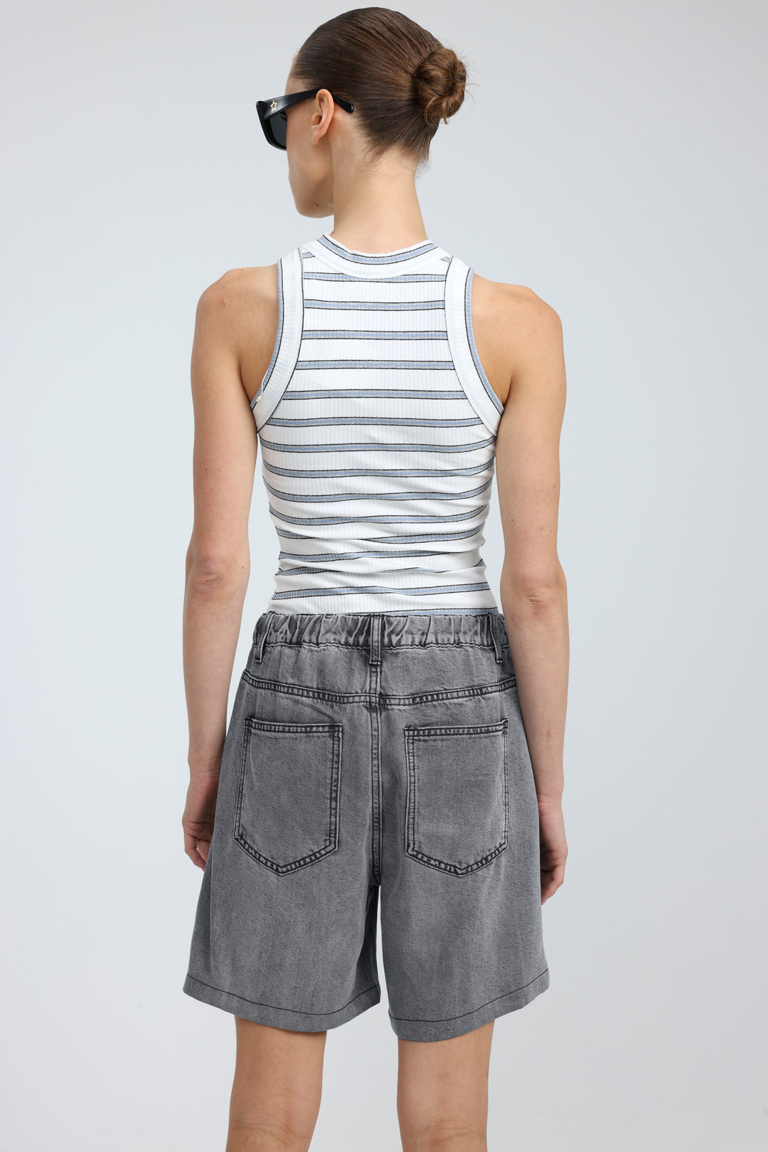 Reorganized Grey Soft Denim Shorts