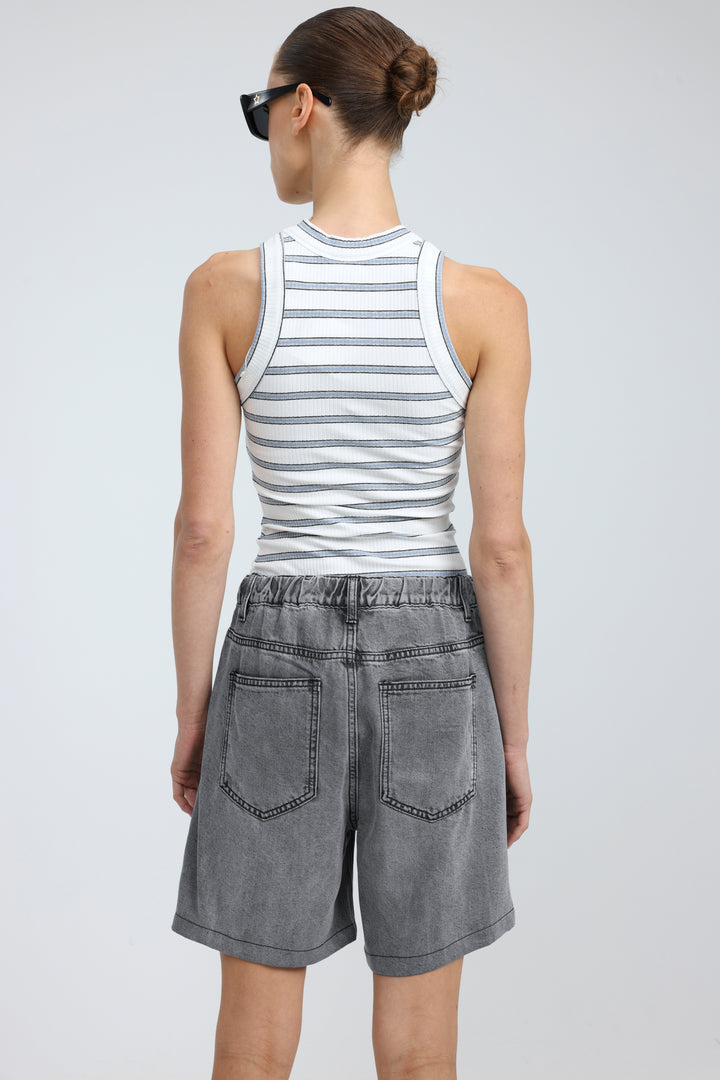 Reorganized Grey Soft Denim Shorts