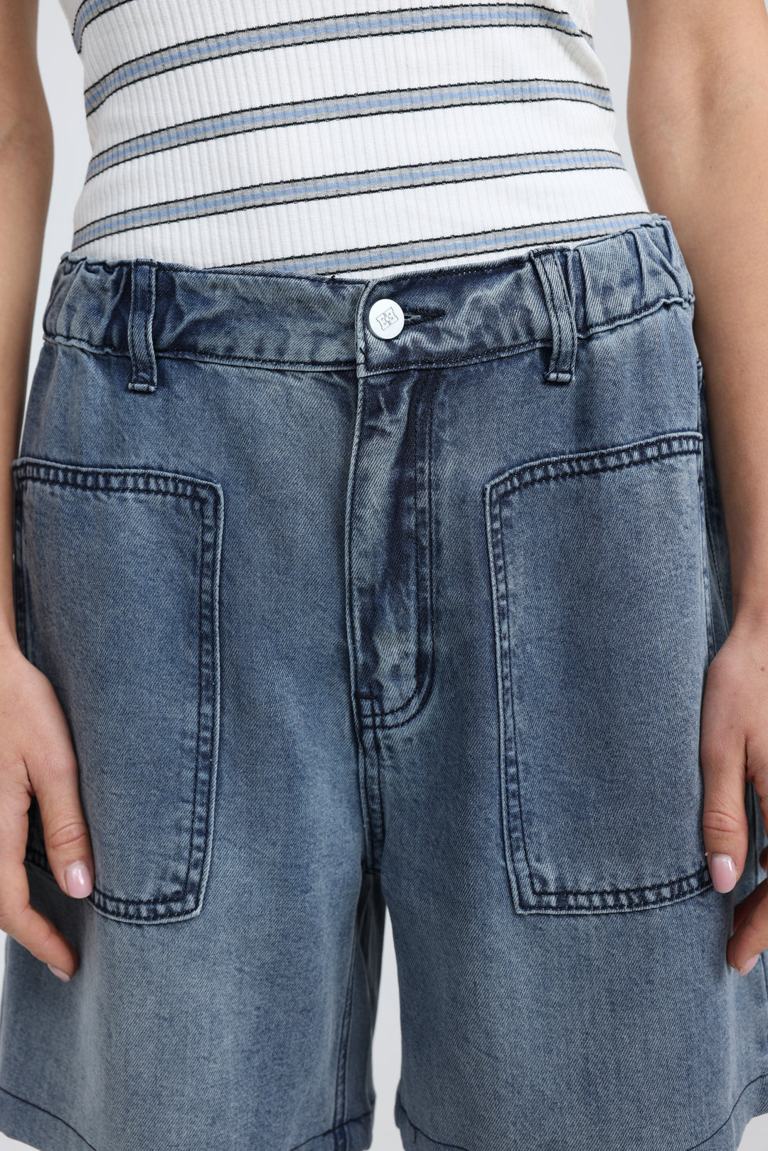 Reorganized Blue Soft Denim Shorts