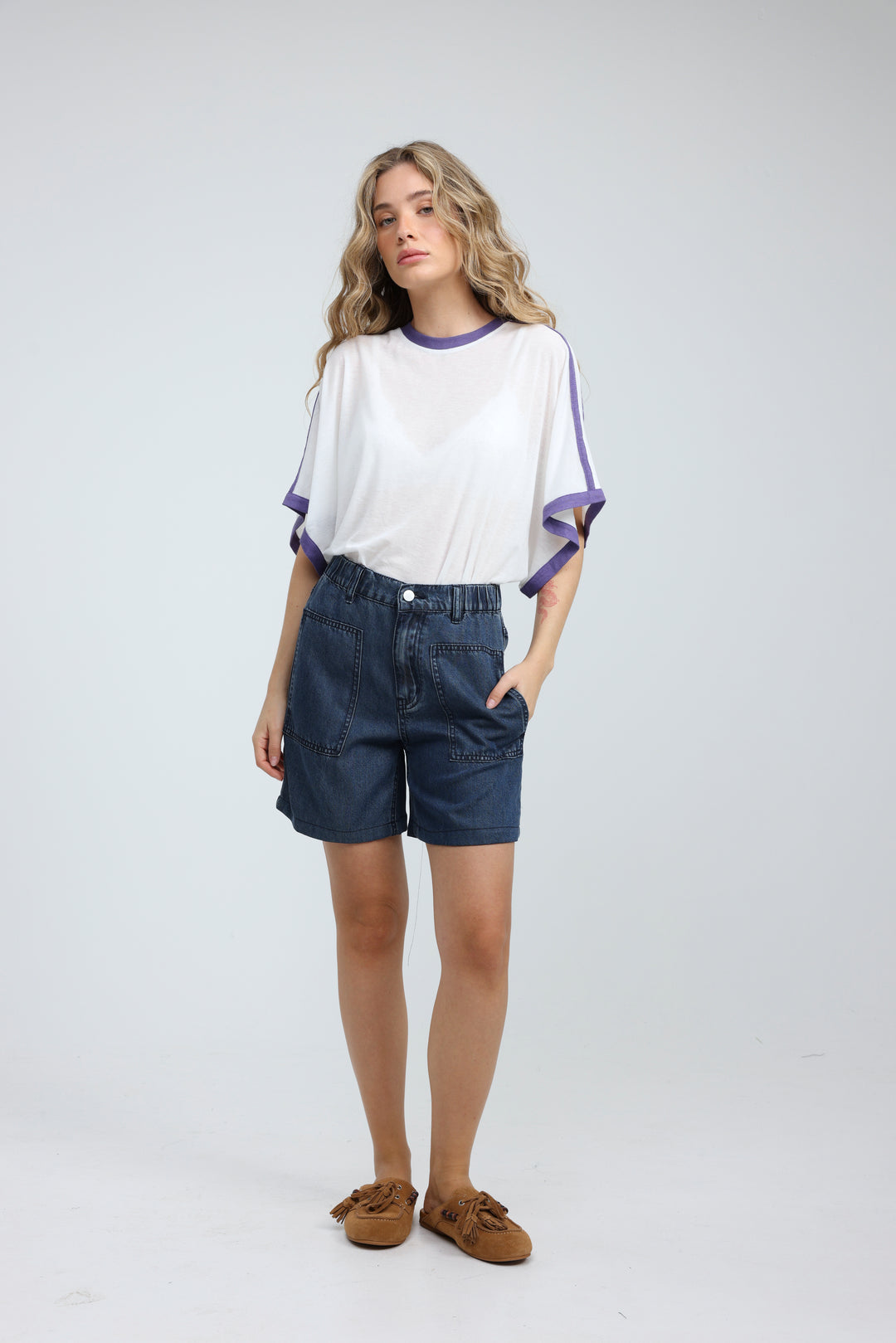 Reorganized Dark Blue Soft Denim Shorts