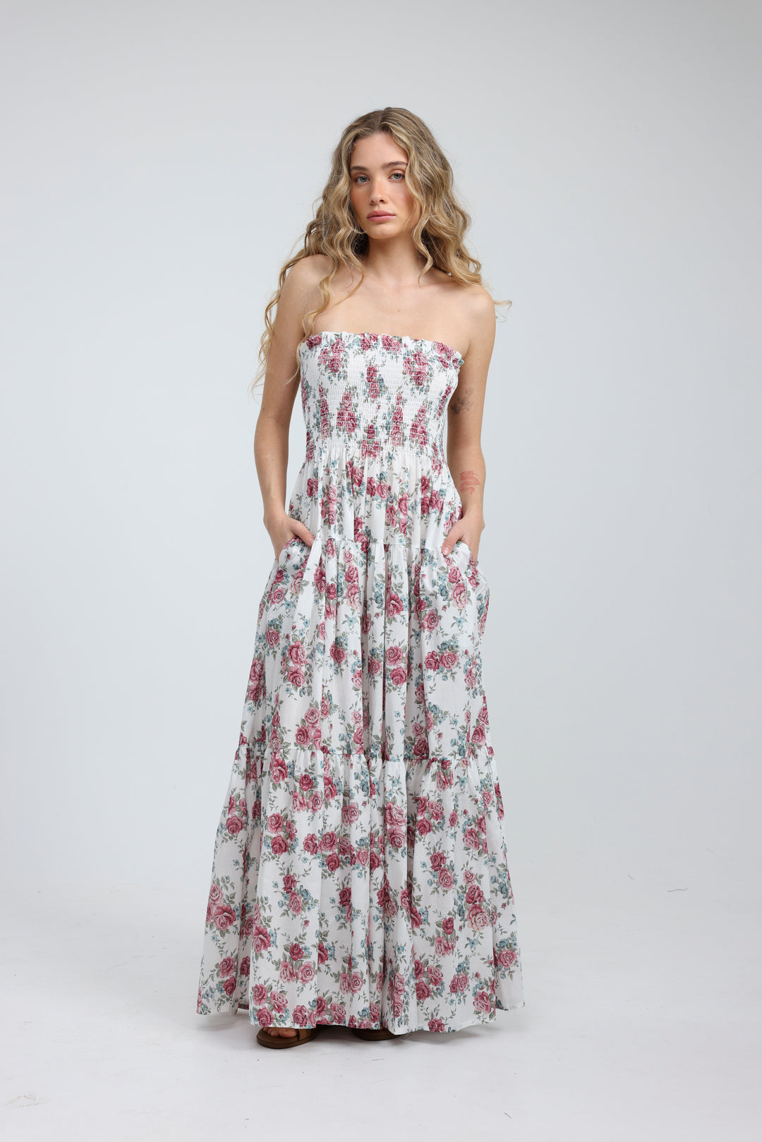 Centara Floral Strapless Dress