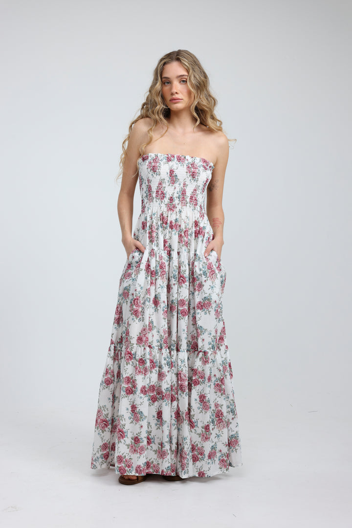 Centara Floral Strapless Dress